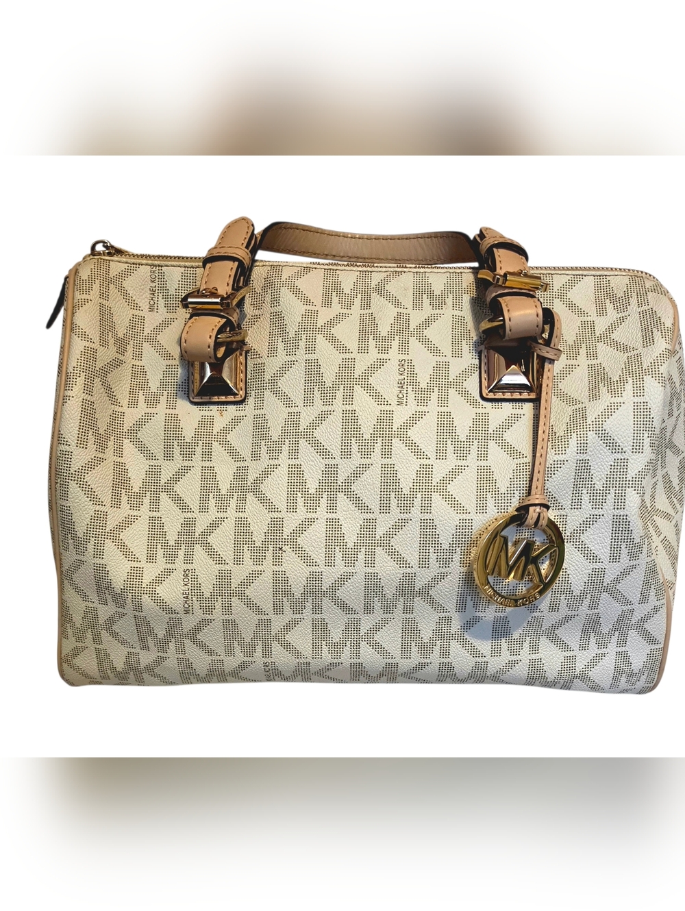 Michael Kors Beige and Brown Signature Satchel